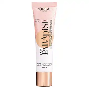 Sainsbury's L'Oreal Paris Skin Paradise Tinted Glow Cream Moisturiser Up to 24h Hydration SPF20 Light 01 30ml offer