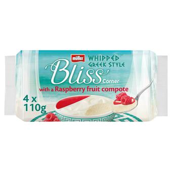 Sainsbury's Müller Corner Bliss Raspberry Greek Style Yogurt 4x110g offer