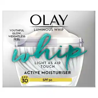 Sainsbury's Olay Luminous Whip Light As Air Moisturiser For Glowing Skin SPF30 offer