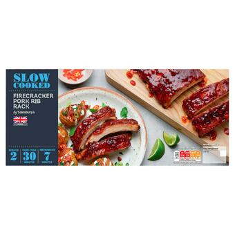 Sainsbury's Sainsbury's Slow Cooked British Pork Ribs with Spicy Firecracker Glaze 646g (Serves 2) offer