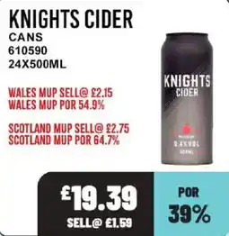 Bestway Knights cider offer