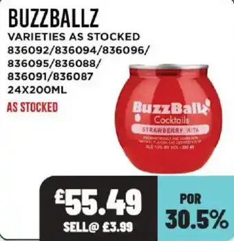 Bestway Buzzballz cocktails offer