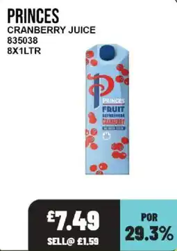 Bestway Princes cranberry juice offer