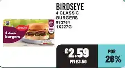 Bestway Birdseye 4 classic burgers offer