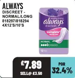 Bestway Always discreet normal/long offer