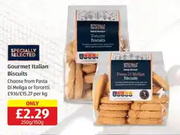Aldi Specially selected gourmet italian biscuits offer