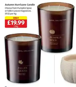 Aldi Hotel Collection Autumn Hurricane Candle offer