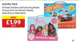 Aldi Barbie activity pack offer