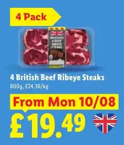 Lidl British Beef Ribeye Steaks offer