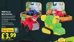 Lidl PAW Patrol Mini Vehicles offer