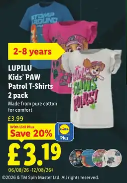 Lidl Lupilu Kids' Paw Patrol T-Shirts offer