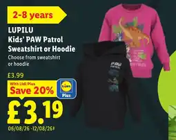 Lidl Lupilu Kids' Paw Patrol Sweatshirt or Hoodie offer