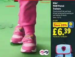 Lidl Kids' PAW Patrol Trainers offer