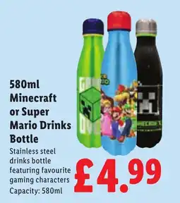 Lidl Minecraft or Super Mario Drinks Bottle offer