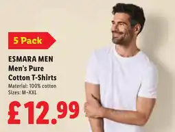 Lidl Esmara Men Men's Pure Cotton T-Shirts offer