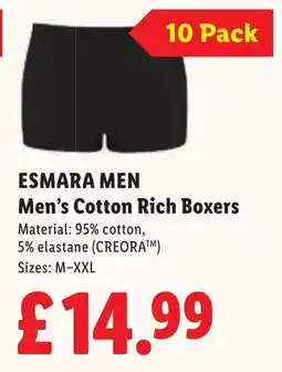 Lidl Esmara men men's cotton rich boxers offer