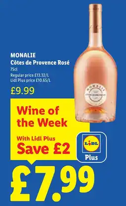 Lidl Monalie Côtes de Provence Rosé offer