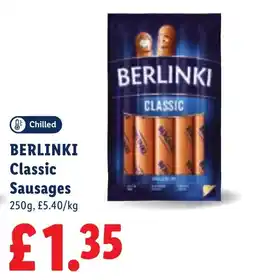 Lidl Berlinki classic sausages offer