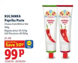 Lidl Kuljanka paprika paste offer