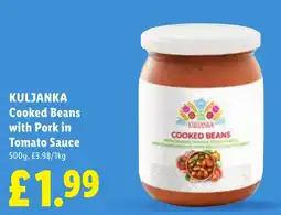 Lidl Kuljanka cooked beans with pork in tomato sauce offer