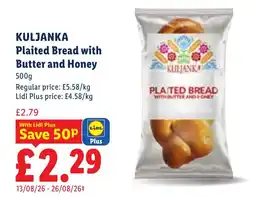 Lidl Kuljanka plaited bread with butter and honey offer