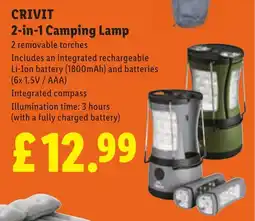 Lidl Crivit 2-in-1 Camping Lamp offer