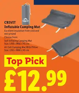 Lidl Crivit inflatable camping mat offer