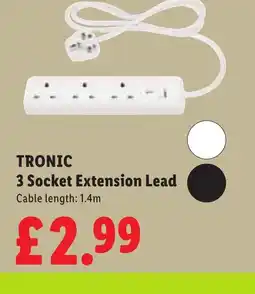 Lidl Tronic 3 Socket Extension Lead offer