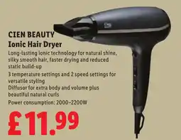 Lidl Cien beauty ionic hair dryer offer