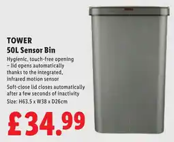 Lidl Tower 50l sensor bin offer