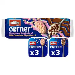 Iceland Muller Corner Chocolate Digestive and Strawberry Shortcake Yogurts offer