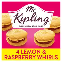 Iceland Mr Kipling Lemon & Raspberry Viennese Whirls Cakes 4 Pack offer