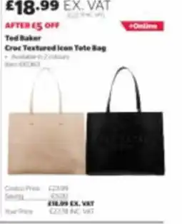 Costco Ted Baker Croc Textured Icon Tote Bag offer