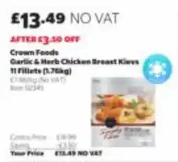 Costco Crown Foods Garlic & Herb Chicken Breast Kievs offer