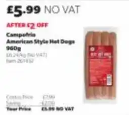 Costco Campatria american style hot dogs offer