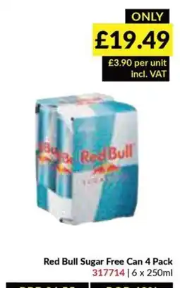 Musgrave MarketPlace Red Bull Sugar Free Can 4 Pack offer
