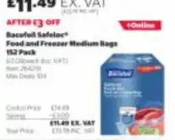 Costco Bacofoil Safeloc food and freezer medium bags offer