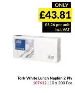 Musgrave MarketPlace Tork White Lunch Napkin 2 Ply offer