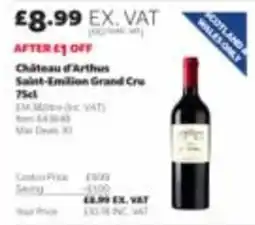 Costco Château d'Arthus Saint-Emilion Grand Cru offer