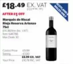 Costco Marqués de Riscal Rioja Reserva Arienzo offer