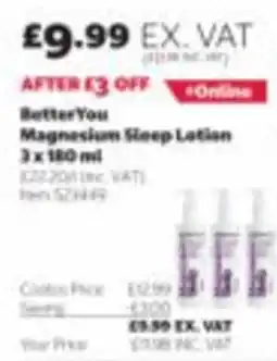Costco BetterYou Magnesium Sleep Lotion offer