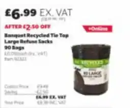 Costco Banquet Recycled Tie Top Large Refuse Sacks offer