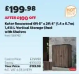 Costco Keter rosewood vertical storage shed with shelves offer