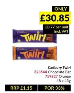 Musgrave MarketPlace Cadbury Twirl Chocolate Bar or Orange offer