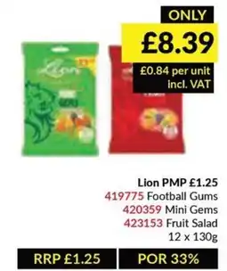 Musgrave MarketPlace Lion Football Gums, Mini Gems or Fruit Salad offer