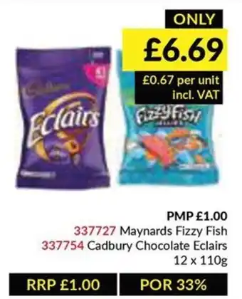 Musgrave MarketPlace Maynards Fizzy Fish or Cadbury Chocolate Eclairs offer