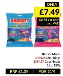 Musgrave MarketPlace Barratt Mario Mini Rings or Cola Hoops offer