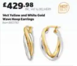 Costco 14ct Yellow and White Gold Wave Hoop Earrings offer