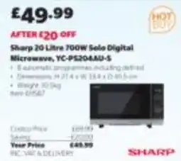 Costco Sharp 20 Litre 700W Solo Digital Microwave offer