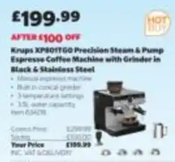 Costco Krups xp801tgo precision steam & pump espress coffee machine with grinder in black & stainless steel offer